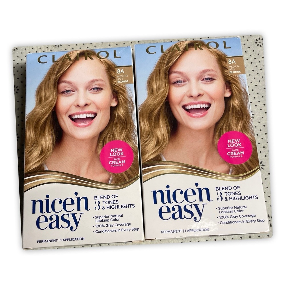 Clairol Nice'n Easy Permanent Hair Color, 8A Medium‎ Ash, Pack Of 2